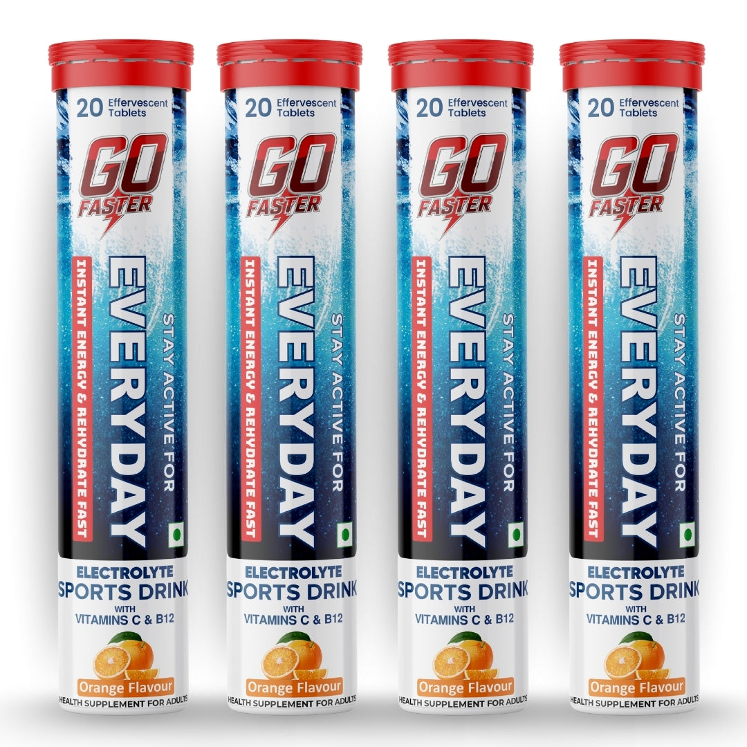 GOFASTER Everyday Electrolyte Sports Drink - Orange Flavored Pack of 4