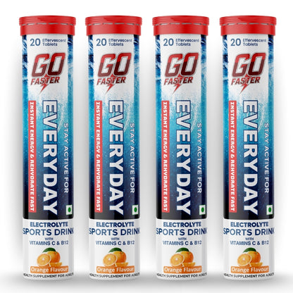 GOFASTER Everyday Electrolyte Sports Drink - Orange Flavored Pack of 4