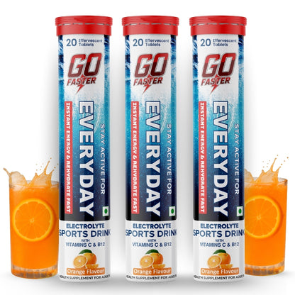 GOFASTER Everyday Electrolyte Sports Drink - Orange Flavored Pack of 3